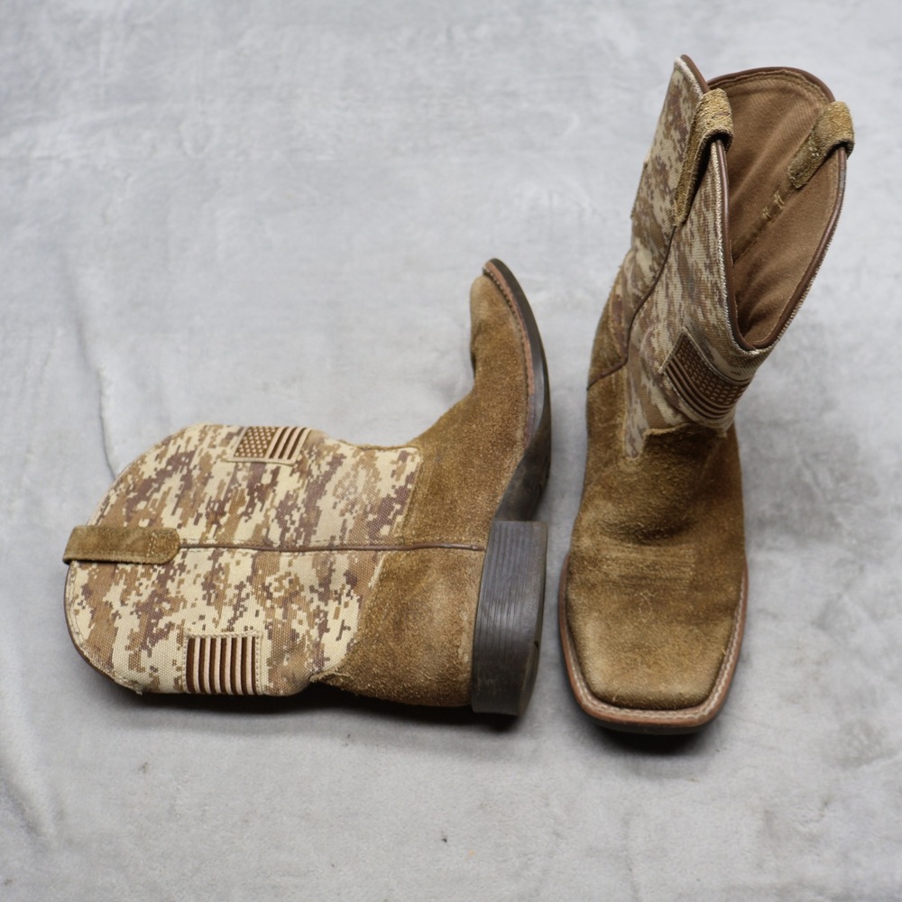 Ariat Youth 3 Patriot Western Boots Brown Digital Camo Suede Pull-On 10019913